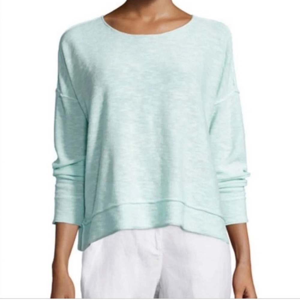 Eileen Fisher Organic Linen Cotton Blend Sweater Mint Green Women’s Size Small